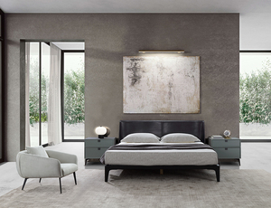 Tempat Tidur Kulit Sadel Gaya Minimalis Italia Mewah Ringan - Product Image 4