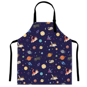 Funny Space Cartoon Printed 100% Cotton/Polyester Sleeveless <b>Work</b> <b>Apron</b> Set Adjustable Waist Reusable Washable High Quality - Product Image 3