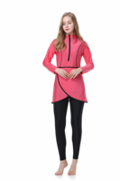Maillot de bain musulman pour femme, couleur unie personnalisée, couvrant entièrement le corps, avec hijab, burkinis islamiques, vêtements de plage modestes, grandes tailles