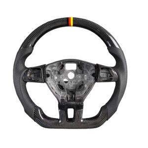 Volante Deportivo Personalizado de Cuero Semiperforado y Fibra de Carbono Forjada de 40MM para Volkswagen Golf 7R Jetta Mk6/Mk7/Mk8 <span class=keywords><strong>GTI</strong></span> <span class=keywords><strong>Polo</strong></span> - Product Image 1