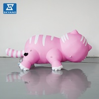 Modèle de chat rose gonflable personnalisé, mascotte animale gonflable pour la publicité extérieure et la décoration d'événements