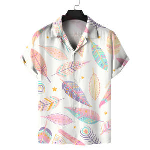 T-shirts personnalisés d'été Hawaii Fiesta Camisa Hawaiana Algodon Para Hombre Chemise <span class=keywords><strong>Hawaienne</strong></span> Aloha Beach Chemise décontractée tropicale pour homme - Product Image 4