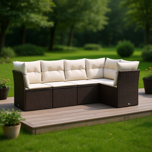 Set Divano da Giardino Moderno in Rattan PE Marrone, Design Modulare, Mobili da Esterno con Cuscini in Schiuma ad Alta Densità - Product Image 2