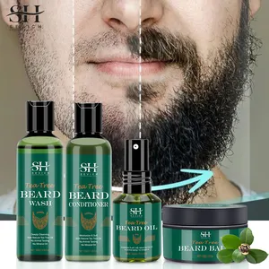 私人标签胡须洗涤和护发素胡须生长油黑色男士胡须洗发水和护发素