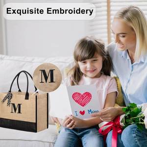 Bolsa de Yute Ecológica de Calidad para Compras, Regalos de Playa, Regalos para Amigas, Madres, Cumpleaños, Despedidas de Soltera, con Iniciales - Product Image 3