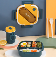 Kotak Bento portabel kualitas tinggi, 3 kompartemen pemanas makanan, wadah penghangat Microwave, kotak makan siang termal, bebas BPA