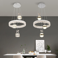 Lustre de salle à manger personnalisé Suspension ronde en aluminium acrylique Suspension Maison Villa Lustre moderne de luxe avec boule