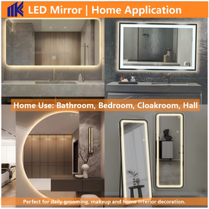 Miroir de salon de coiffure moderne <span class=keywords><strong>en</strong></span> verre avec éclairage LED pour remplacement mural, lumières de vanité rectangulaires irrégulières <span class=keywords><strong>en</strong></span> forme de diamant - Product Image 1