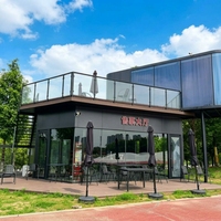 Maison préfabriquée en conteneur, café mobile, bar à nourriture, chariot de restauration, design contemporain en acier imperméable
