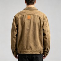 Veste en jean cargo pour homme, style workwear, patchwork color block, coupe ample camel, vintage, type trucker, vêtement d'extérieur, vente en gros, personnalisable OEM