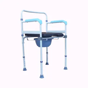 Factory Price New Design Rehabilitation Therapy Supplies Steel Portable Commode Toilet Chair