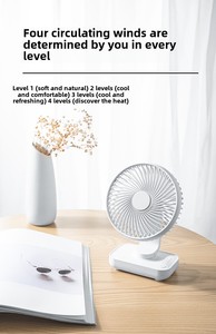 מאוורר שולחני נייד שקט עם 4 מהירויות, נטען ב-<span class=keywords><strong>USB</strong></span>, איכותי ונמכר ביותר, דגם D606, למשרד, לבית ולמלון - Product Image 6