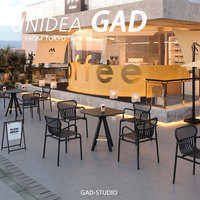 Moderno claro restaurante Bar Terraza Muebles de ocio al aire libre para Un Bar café Mesa silla combinación