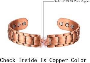 Bracciale esagonale classico in rame puro EST per unisex, supporto per artrite e articolazioni, terapia magnetica, regalo di anniversario - Product Image 3