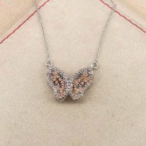 Jewelspaark Butterfly Pendant Necklace 0.75 Ct Multicolor Diamond 925 Sterling Silver Rhodium Plated <b>Rope</b> <b>Chain</b> Women's Everyday - Product Image 5