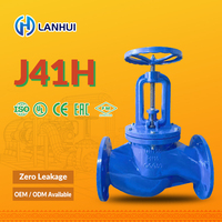 Vanne à soupape à soufflet J41H PN16 en fonte ductile, à bride, avec volant manuel, certifiée CE EAC WRAS ISO, garantie 2 ans, DN15-DN300