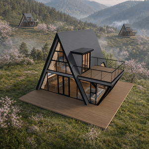 บูติก บอทานิคอล ทัวริซึม รีสอร์ท โมดูลาร์ วิลล่า สำเร็จรูป เชิงพาณิชย์ สำหรับการพัฒนาธุรกิจการที่พัก รุ่น S900 บ้านทรงเอเฟรม - Product Image 1