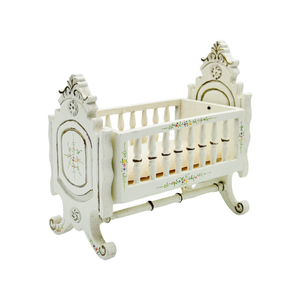 Lit Berceau Vintage En Bois Pour Poupée Ou Baigneur – Berceur Et à Roulettes