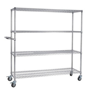 200kg Detachable Chrome Plated Stacking Rack with Adjustable Wheels Easy Assembly Storage Cage - Product Image 1