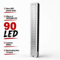 Lampes d'urgence LED SMD 90 avec batterie au lithium, montage mural, lumière d'urgence portable 9W, 800 lumens, lampe pour la maison