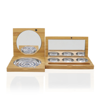 Étui à miroir compact en bambou rechargeable, emballage cosmétique écologique pour poudre, blush, illuminateur, palette de fards à paupières