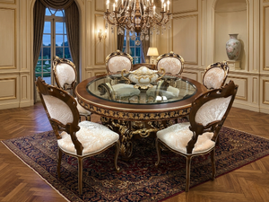 Juego de Comedor Redondo de Madera de Teca Dorada de Estilo Real, Muebles de Comedor Premium de Lujo para 10 Personas - Product Image 3