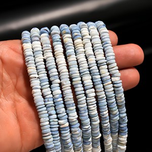Perles en opale bleue péruvienne, forme de pneu Heishi, 6 mm, 7 mm, perles en pierres précieuses naturelles pour la fabrication de bijoux, brins de 16 pouces, prix de gros - Product Image 2