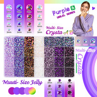 28 grilles taille mixte strass colorés Nail Art décorations 3D Flatback cristal ongles breloques