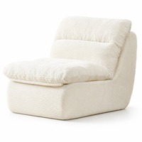 Fauteuil simple en velours côtelé doux, avec éponge haute densité, sans accoudoirs, pour chambre, appartement, salon