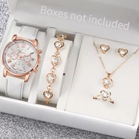 Nouvel ensemble cadeau montre à quartz pour femme avec ceinture, collier et bracelet en strass en forme de cœur, montres-bracelets graduées pour femme