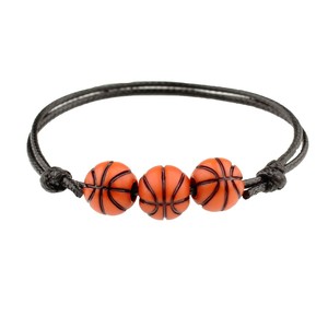Bracelets en perles sur le thème du sport, football, basketball, bracelet en corde noire réglable pour enfants et adultes - Product Image 4