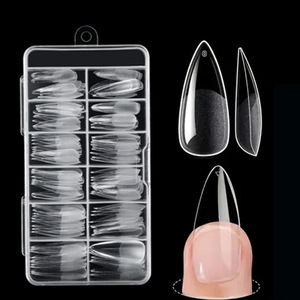 Faux ongles en ABS transparents, forme amande française, à presser, pour manucure - Product Image 2