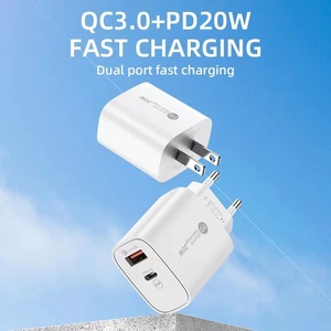 อะแดปเตอร์ชาร์จเร็ว USBA <span class=keywords><strong>18W</strong></span> USBC 20W QC 3.0 USB Type-c PD สำหรับ <span class=keywords><strong>iPhone</strong></span> 15 14 13 12 <span class=keywords><strong>11</strong></span> พร้อมปลั๊กแบบ EU และ US - Product Image 2