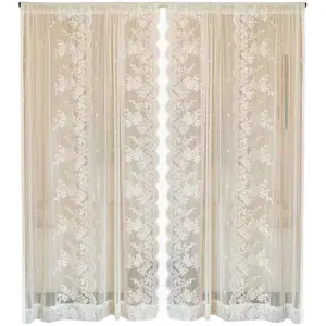 family curtain fabric embroidery lace sun screening silk sheer Faux Linen White Sheer Curtains for Living Room, Bedroom, Kitches