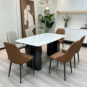 Mesa de Comedor Rectangular Moderna de Piedra Sinterizada con Patas de Metal, 6 Plazas, Muebles Duraderos para Comedor - Product Image 6