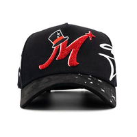 Casquette de baseball 5 panneaux personnalisée, brodée, en coton et daim, avec strass, pour l'extérieur, style Snapback A-Frame