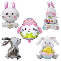 Ballons en aluminium en gros motif lapin de dessin animé pour Pâques, décoration de fête d'anniversaire, cadeaux animaux, fournitures de célébration en vrac