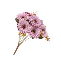 Bunga Sutra Buatan Rangkaian Kecil Buket Tujuh Kuntum Gerbera African Daisy Vintage Eropa Dekorasi Ruang Tamu Rumah Floral