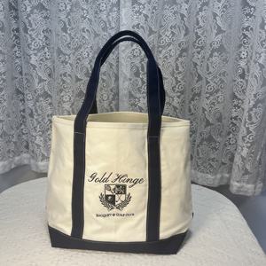 Bolso Tote Grande de Lona Vintage, Color Gris, Marrón Claro y Dorado, con Hebilla y Ojales, Color Azul Marino Sólido, Correa Desmontable - Product Image 2