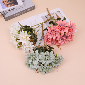 <b>Artificial</b> <b>Flowers</b> Small Bunch Seven-<b>Head</b> Dahlia European Retro Silk Model DLH-368 Wedding Wholesale Foreign Trade Dining Table - Product Image 5