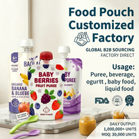 Sachet Doypack personnalisé imprimé en plastique pour jus liquide, gelée, aliments, 90g, avec bec verseur pour yaourt