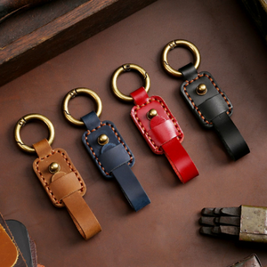 LLavero de coche de cuero genuino Vintage duradero con opción de logotipo personalizado Diseño unisex y caja de embalaje de regalo - Product Image 1