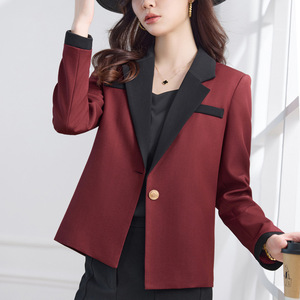 White Blazer Women Splicing Design Suit Jacket For Office Wear - Product Image 2
