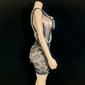 Novance Y3628-B çin toptan giyim lüks parlak seksi kulüp elbiseler zarif doğum günü partisi kokteyl elbise balo gece için - Product Image 4