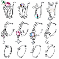 Joyas sin Perforación, Anillo de Nariz con Circonita Cúbica, Anillo de Nariz con Diamantes, Joyería para Piercing Nasal, Anillos de Oreja para Mujer