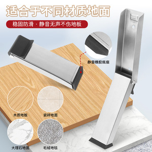 Butée de porte pliante en acier inoxydable à fixation murale, actionnée au pied, design minimaliste, installation facile, usage général - Product Image 4