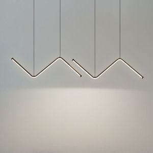 Jacksun โคมไฟเพดานอลูมิเนียมแบบแขวนรูปคลื่นโคมไฟตกแต่งแบบเส้นตรง3สี LED ให้เลือกโคมไฟระย้าแบบบาง - Product Image 3