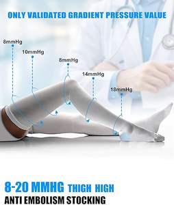 Calcetines de Compresión Blancos con Gradiente, 15-20 mmHg, Hasta el Muslo, Tubo Elástico, Anti-Trombosis, Antibacterianos, Medias de Punto Hasta la Rodilla - Product Image 6