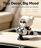 Ornement de voiture rotatif mignon Panda G3, décoration de tableau de bord, figurine avec support rotatif, adhésif 3M, surface en plastique anti-rayures