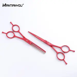 Professional Red Hair Scissors Barber Hairdressing Cutting Thinning Scissors